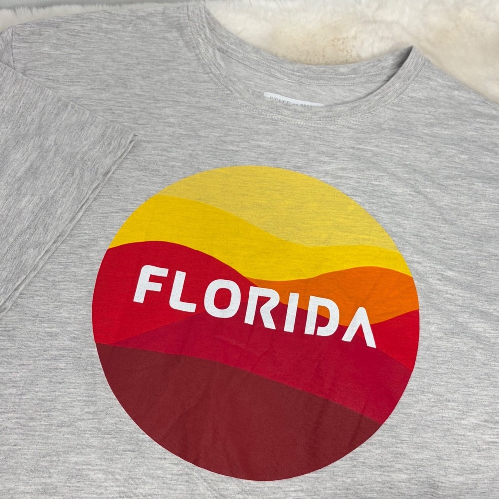 State of Mine Florida Sunset Graphic T-Shirt Mens XXL Heather Gray Short Sleeve